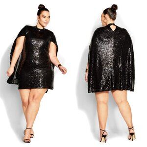 NWT City Chic Plus Size Sequin Cape Dress size 22